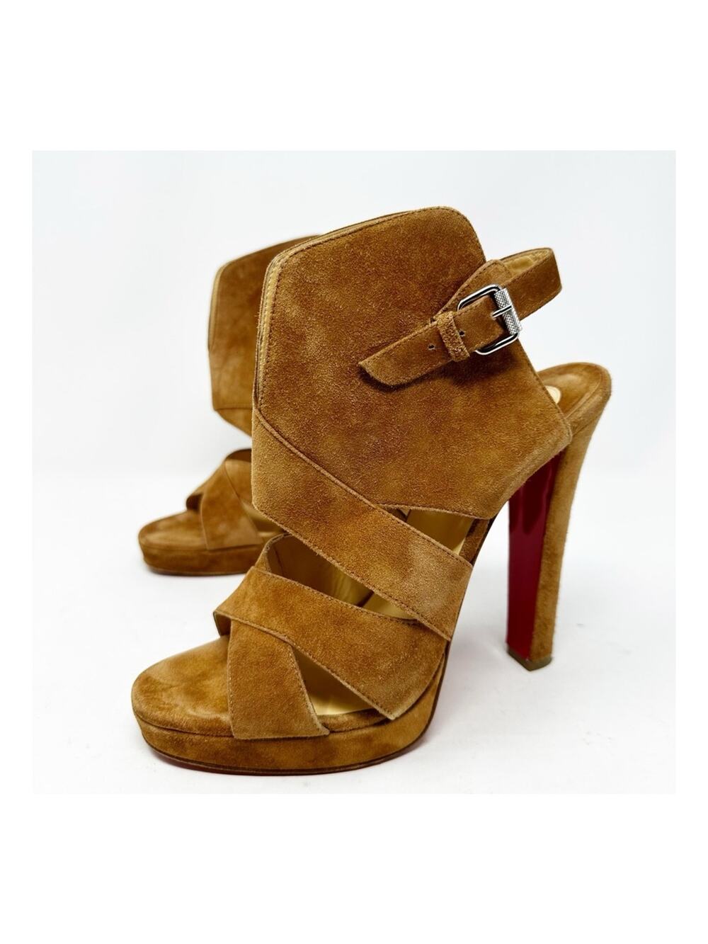 Christian Louboutin Apron Lili Suede Platform Sandal Heels Womens Size EU 39